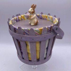 Longaberger Easter Basket Purple Picket Pail Lid Bunny Knob Protector 2006